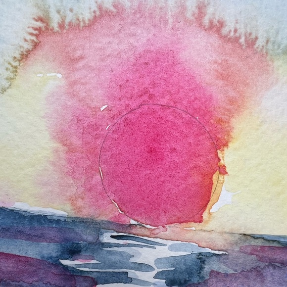FIRE SUN Original 4”x6” Watercolor By Jessica Joy - Picture 2 of 6
